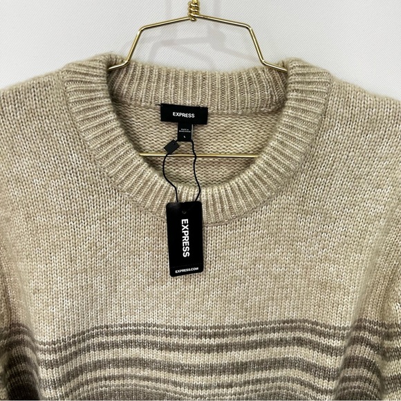 Express Crew-Neck Color-Block Thick Sweater Size Large Brown Black Warm - Picture 6 of 8